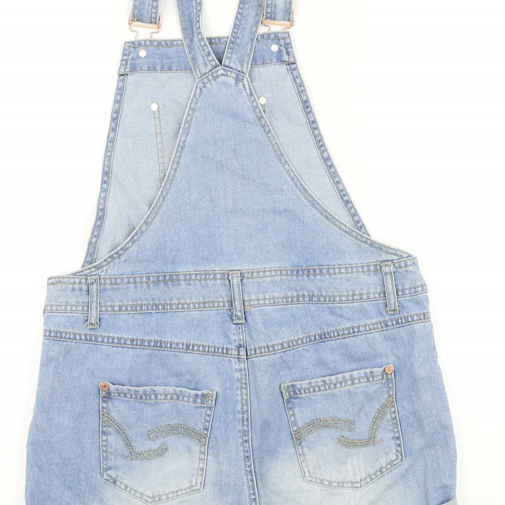 Denim & Co. Womens Blue 100% Cotton Dungaree One-Piece Size 10 Buckle