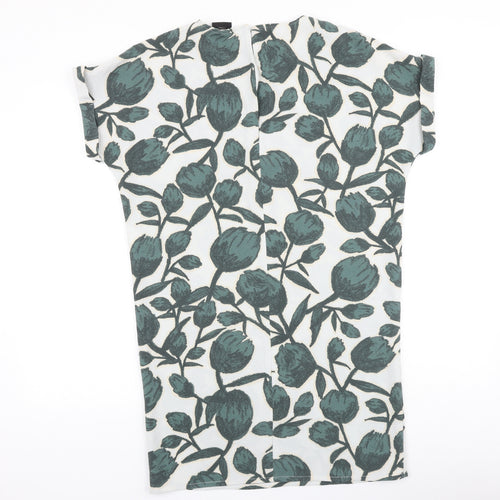 Selected Femme Womens Green Floral Viscose Sheath Size 6 Boat Neck Button