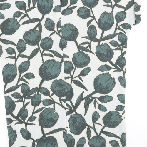 Selected Femme Womens Green Floral Viscose Sheath Size 6 Boat Neck Button
