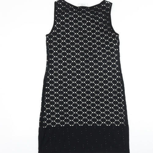 Wallis Womens Black 100% Cotton Shift Size 8 Boat Neck Pullover