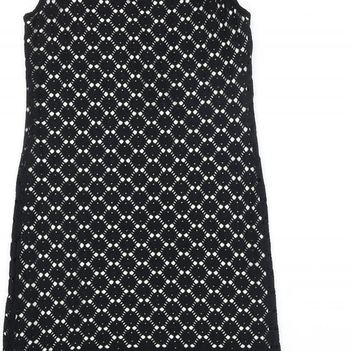 Wallis Womens Black 100% Cotton Shift Size 8 Boat Neck Pullover
