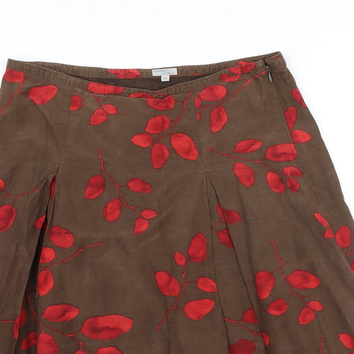 Jackpot Womens Brown Floral Cotton Swing Skirt Size 10 Zip