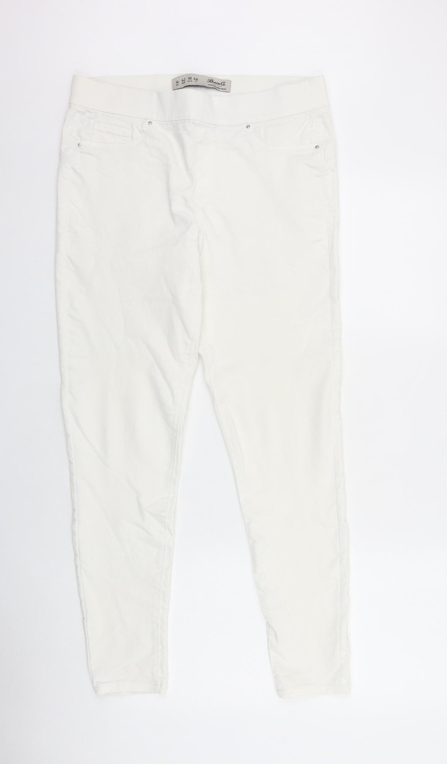 Denim & Co. Womens White Cotton Jegging Jeans Size 12 L28 in Regular