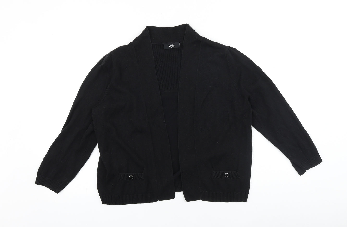 Wallis Womens Black V-Neck 100% Cotton Cardigan Jumper Size M