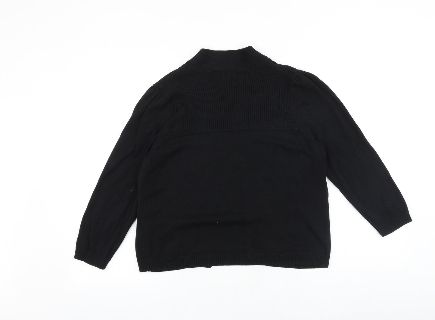 Wallis Womens Black V-Neck 100% Cotton Cardigan Jumper Size M