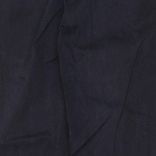 Marks and Spencer Mens Blue Cotton Trousers Size 32 in Regular Zip