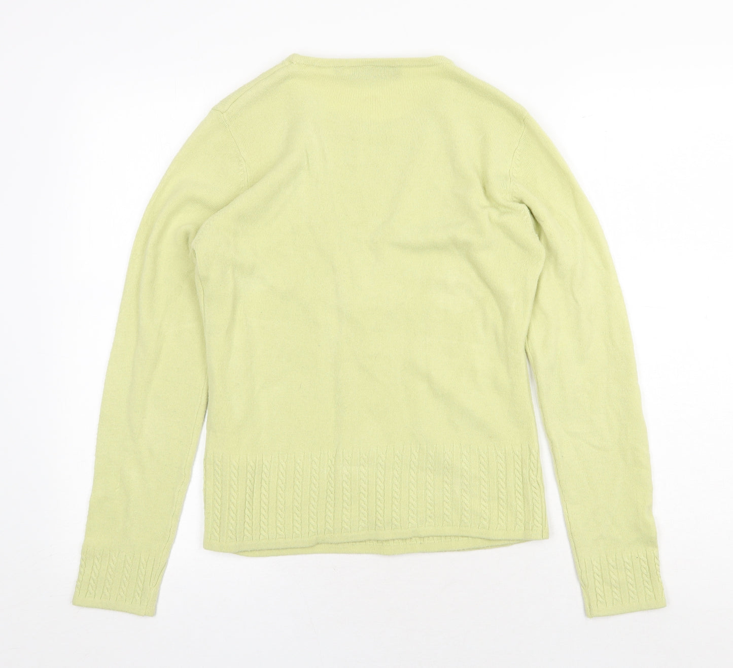 Kiran Designs Womens Yellow Round Neck Acrylic Pullover Jumper Size S