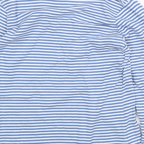 TU Womens Blue Striped 100% Cotton Basic Blouse Size 12 Henley