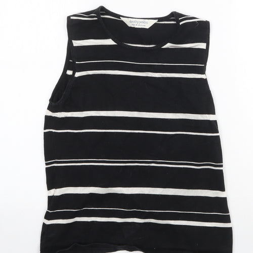 Dorothy Perkins Womens Black Round Neck Striped Cotton Vest Jumper Size 12