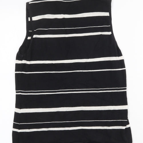 Dorothy Perkins Womens Black Round Neck Striped Cotton Vest Jumper Size 12