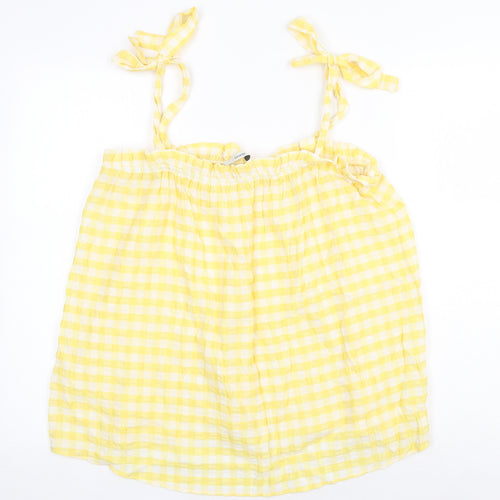 George Womens Yellow Check Viscose Camisole Tank Size 12 Square Neck - Gingham Tie Shoulder