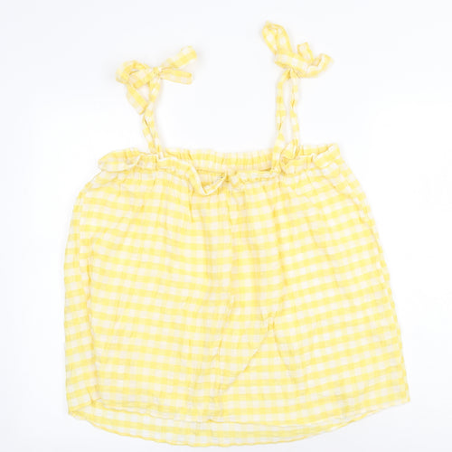 George Womens Yellow Check Viscose Camisole Tank Size 12 Square Neck - Gingham Tie Shoulder