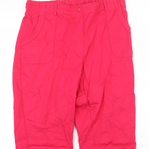 Bonmarché Womens Pink Cotton Skimmer Shorts Size 16 Regular Pull On