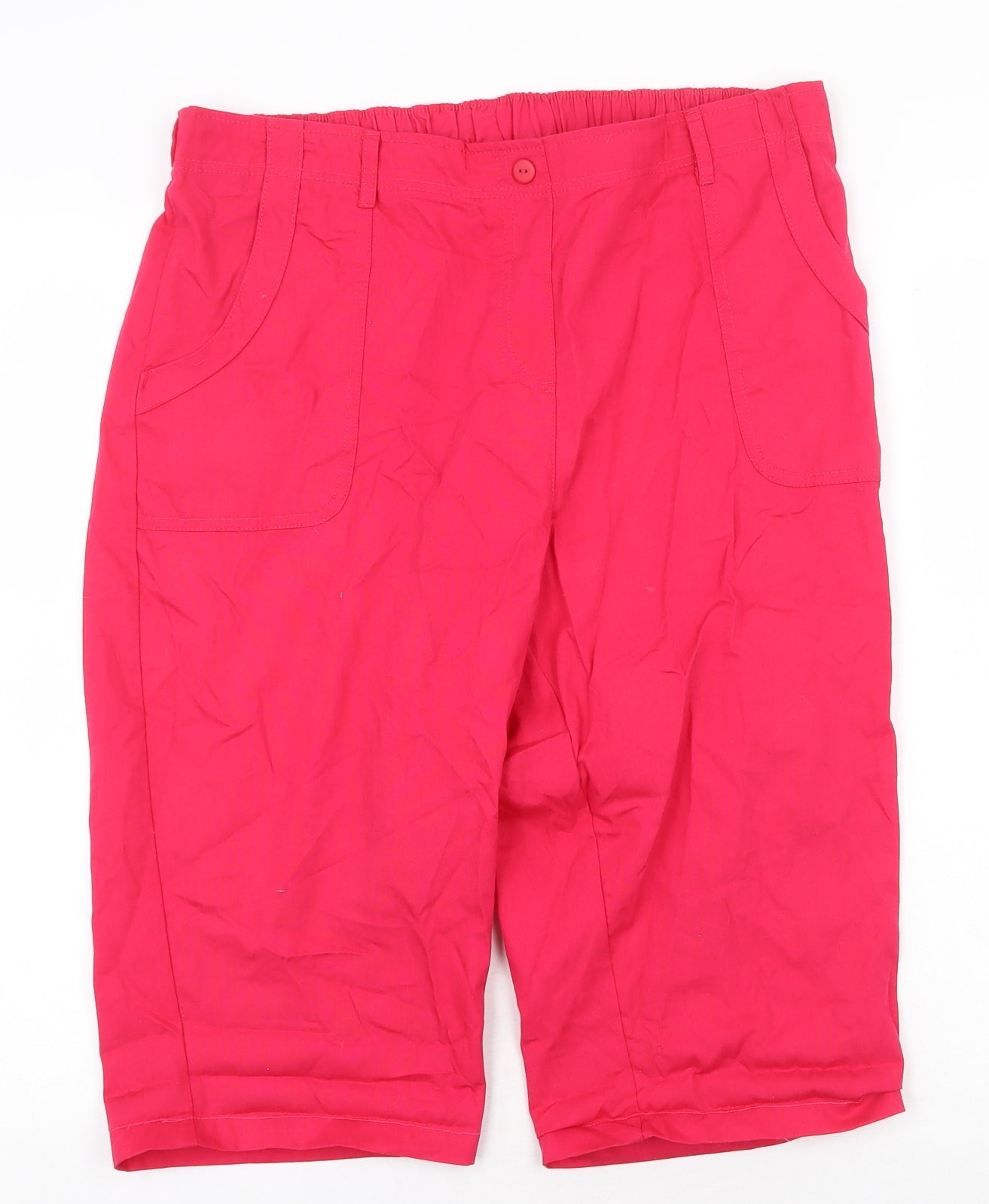 Bonmarché Womens Pink Cotton Skimmer Shorts Size 16 Regular Pull On