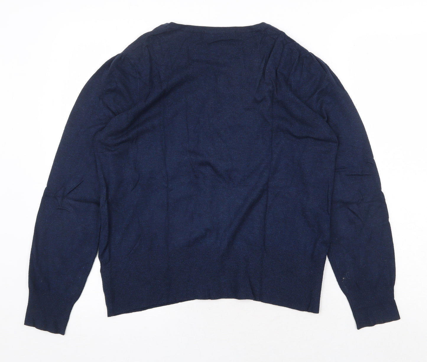 Marks and Spencer Womens Blue Scoop Neck Viscose Cardigan Jumper Size 12