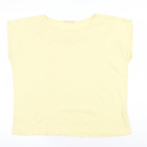 Littlewoods Womens Yellow Polyester Basic T-Shirt Size 14 Round Neck