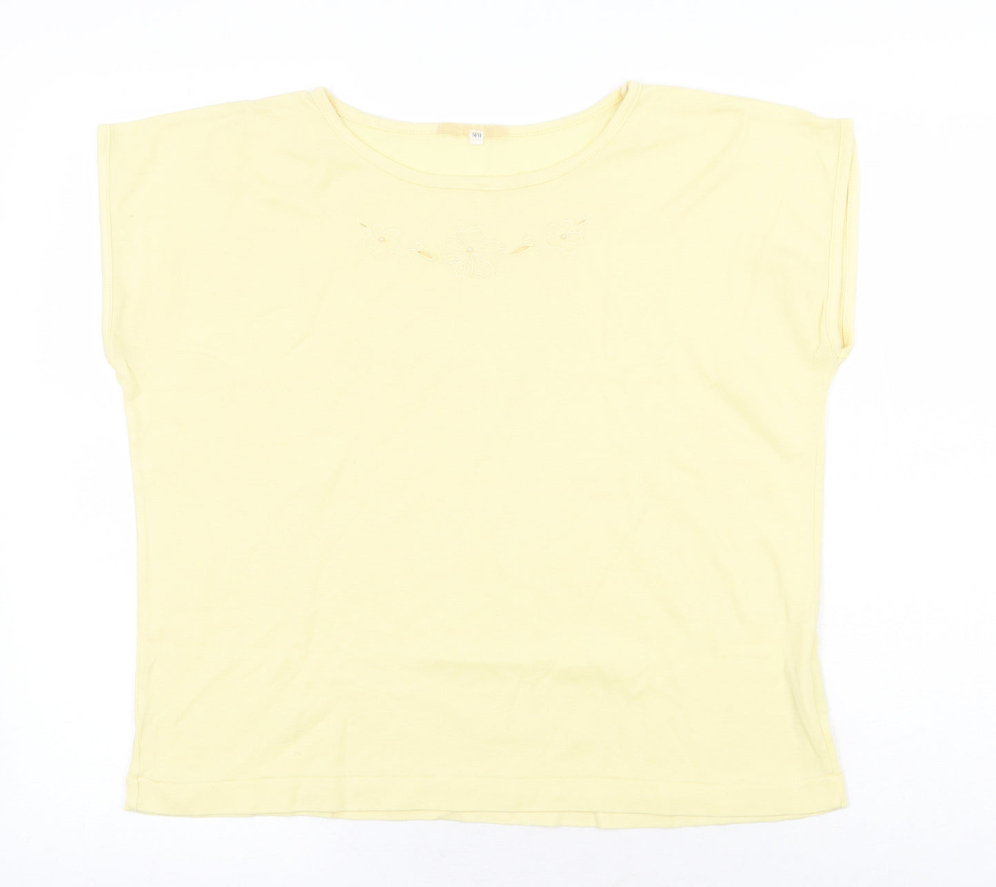 Littlewoods Womens Yellow Polyester Basic T-Shirt Size 14 Round Neck