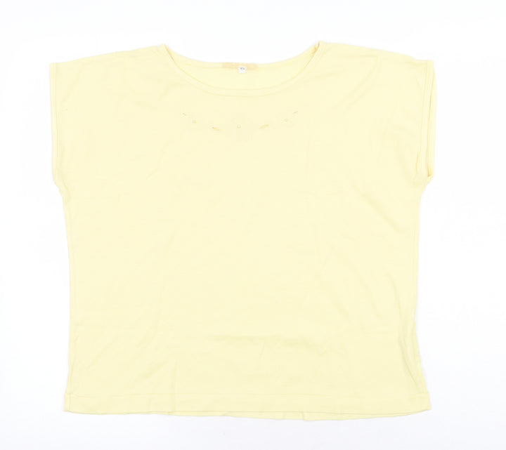 Littlewoods Womens Yellow Polyester Basic T-Shirt Size 14 Round Neck