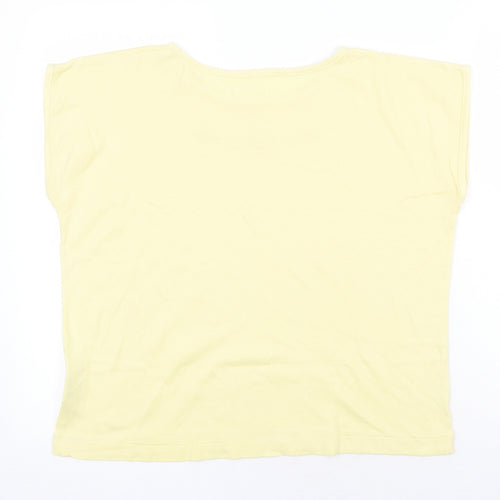 Littlewoods Womens Yellow Polyester Basic T-Shirt Size 14 Round Neck