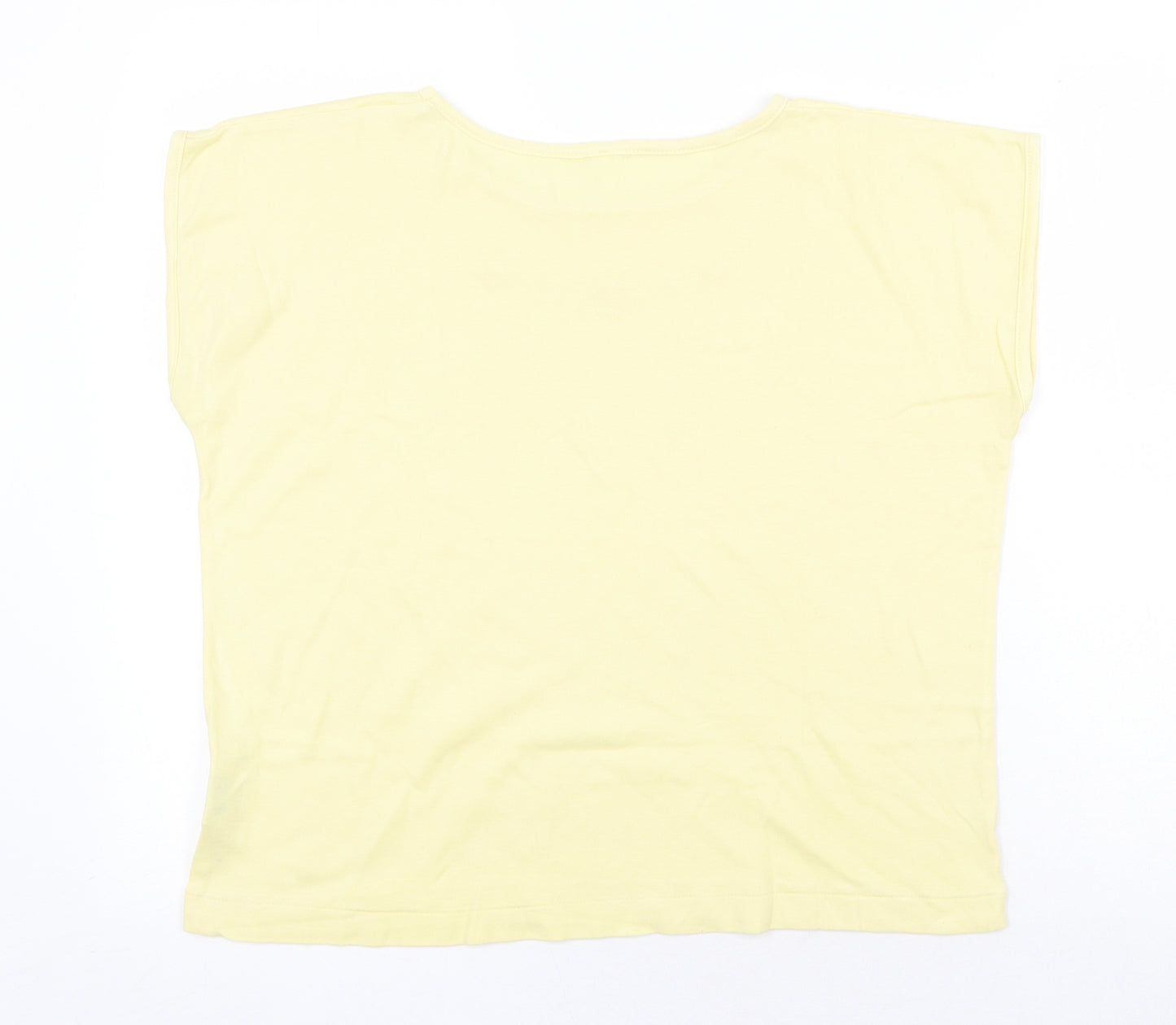 Littlewoods Womens Yellow Polyester Basic T-Shirt Size 14 Round Neck
