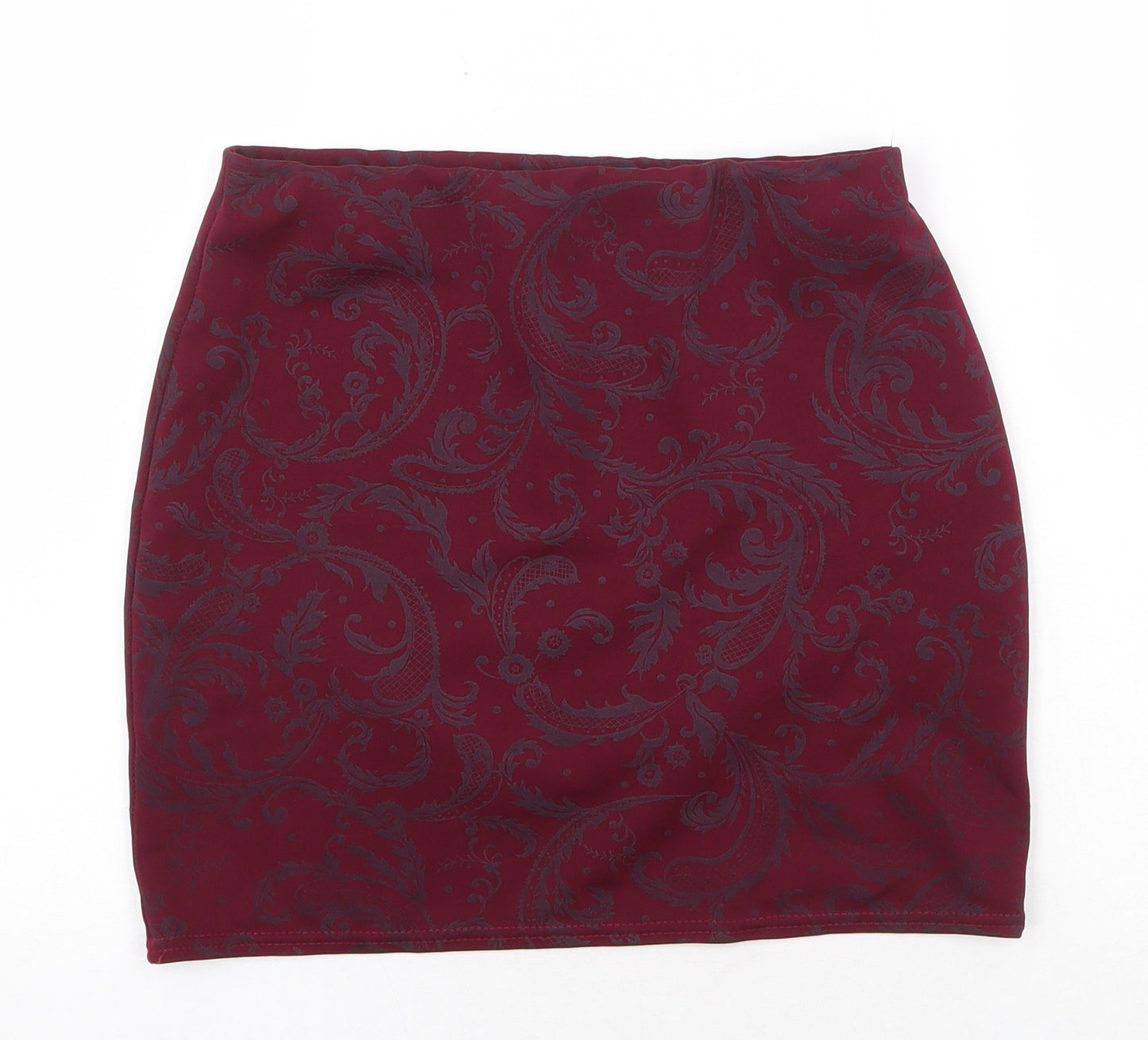 Boohoo Womens Red Geometric Polyester Bandage Skirt Size 12