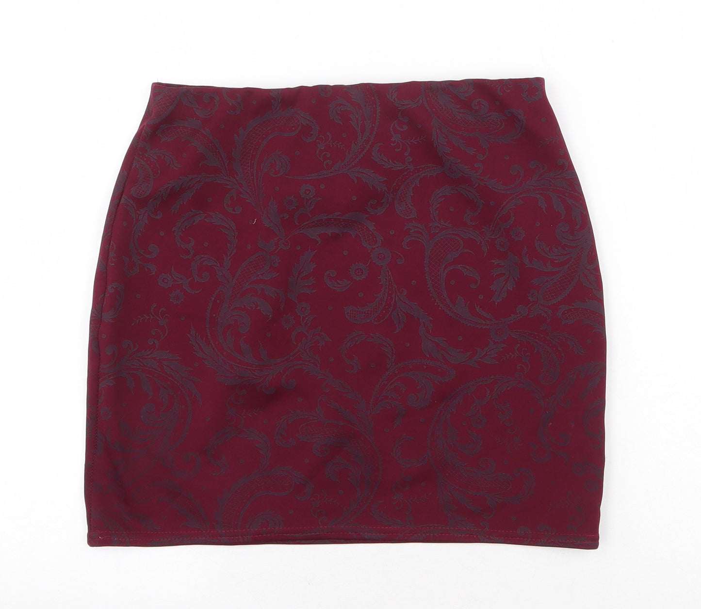 Boohoo Womens Red Geometric Polyester Bandage Skirt Size 12