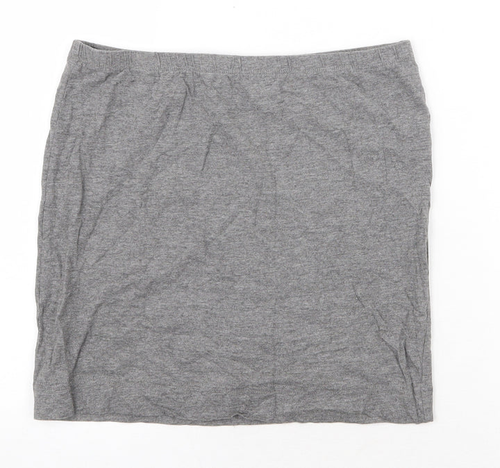 bonprix Womens Grey Cotton A-Line Skirt Size S
