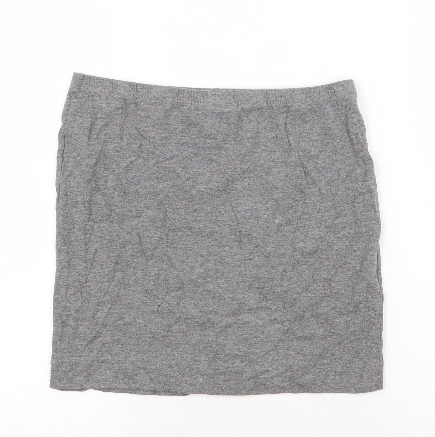 bonprix Womens Grey Cotton A-Line Skirt Size S