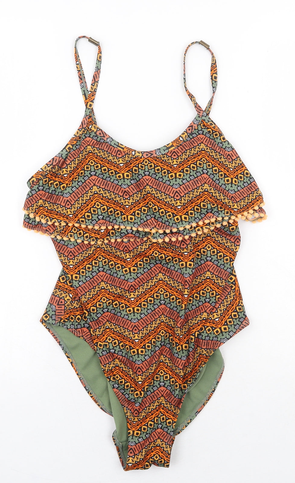 Primark Womens Orange Geometric Polyester One Piece Size 14