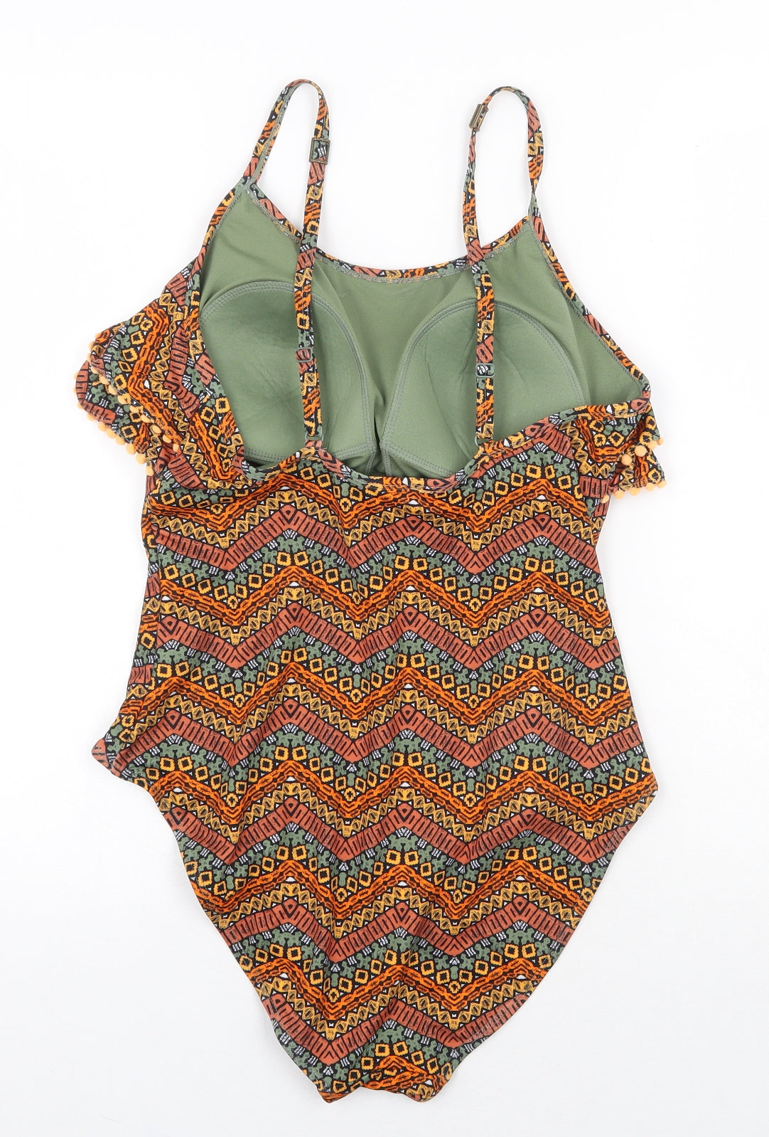 Primark Womens Orange Geometric Polyester One Piece Size 14