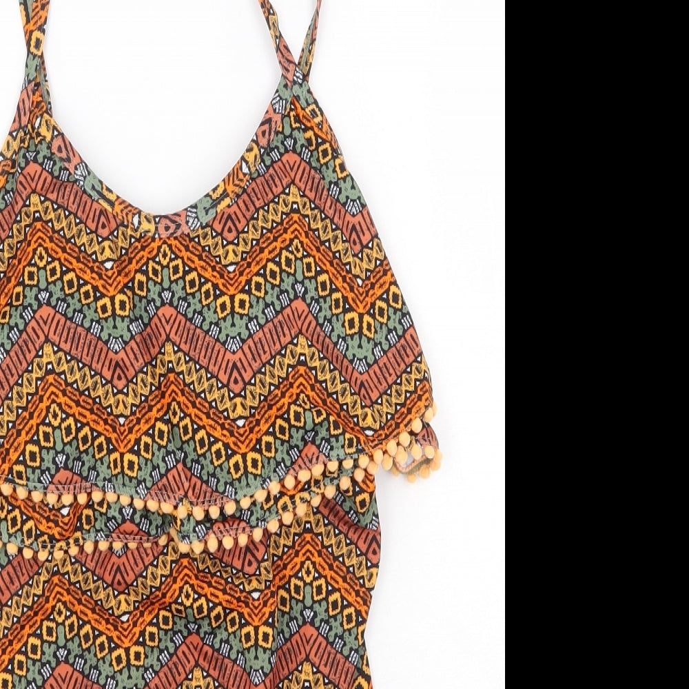 Primark Womens Orange Geometric Polyester One Piece Size 14