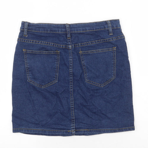 Boohoo Womens Blue Cotton Bandage Skirt Size 10 Zip