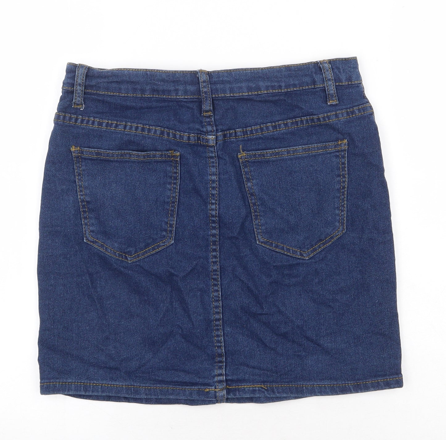 Boohoo Womens Blue Cotton Bandage Skirt Size 10 Zip