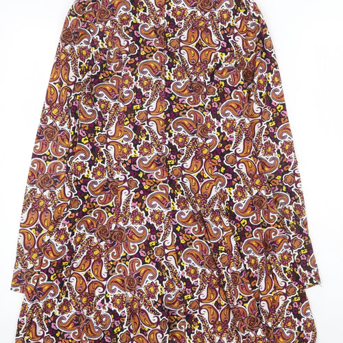QED London Womens Multicoloured Paisley Polyester A-Line Size 10 V-Neck Zip