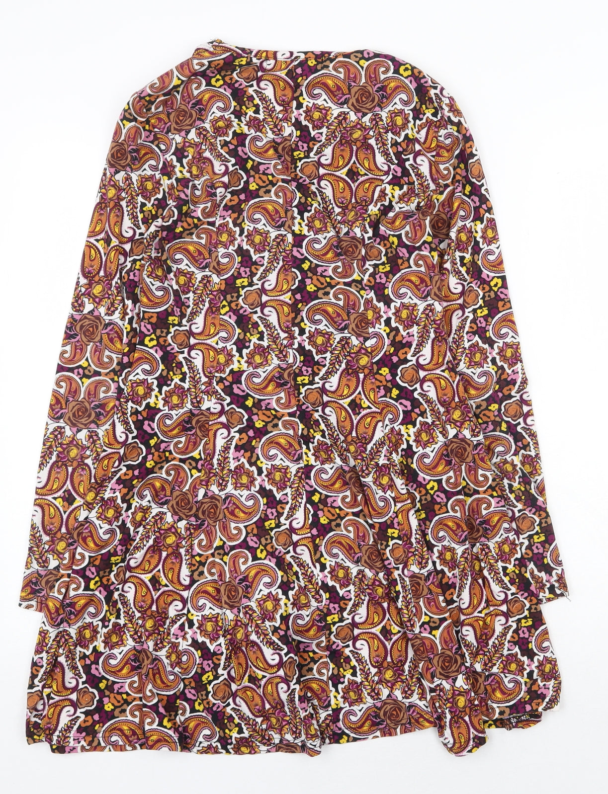 QED London Womens Multicoloured Paisley Polyester A-Line Size 10 V-Neck Zip
