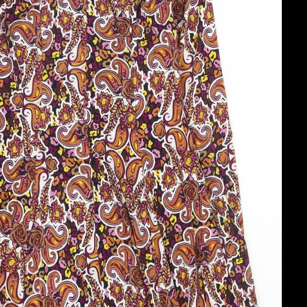 QED London Womens Multicoloured Paisley Polyester A-Line Size 10 V-Neck Zip