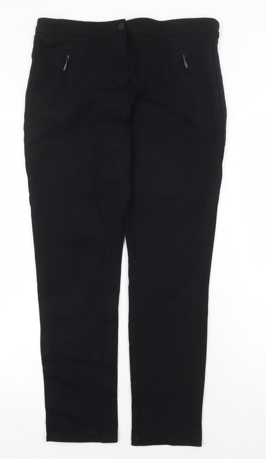 F&F Womens Black Viscose Trousers Size 10 Regular Zip