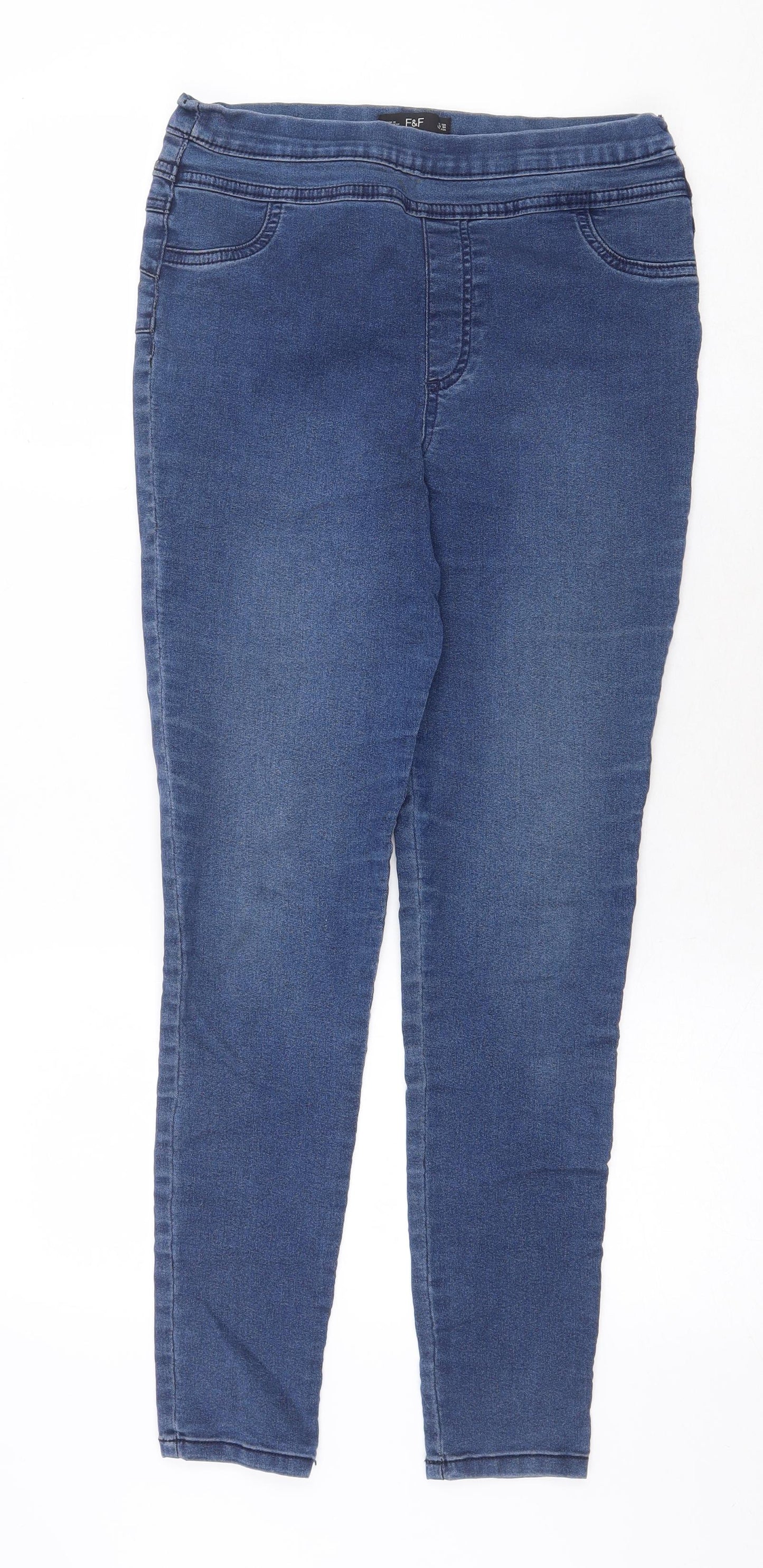 F&F Womens Blue Cotton Jegging Jeans Size 12 Regular