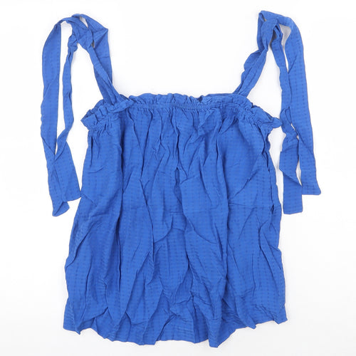 H&M Womens Blue Viscose Basic Tank Size M Square Neck