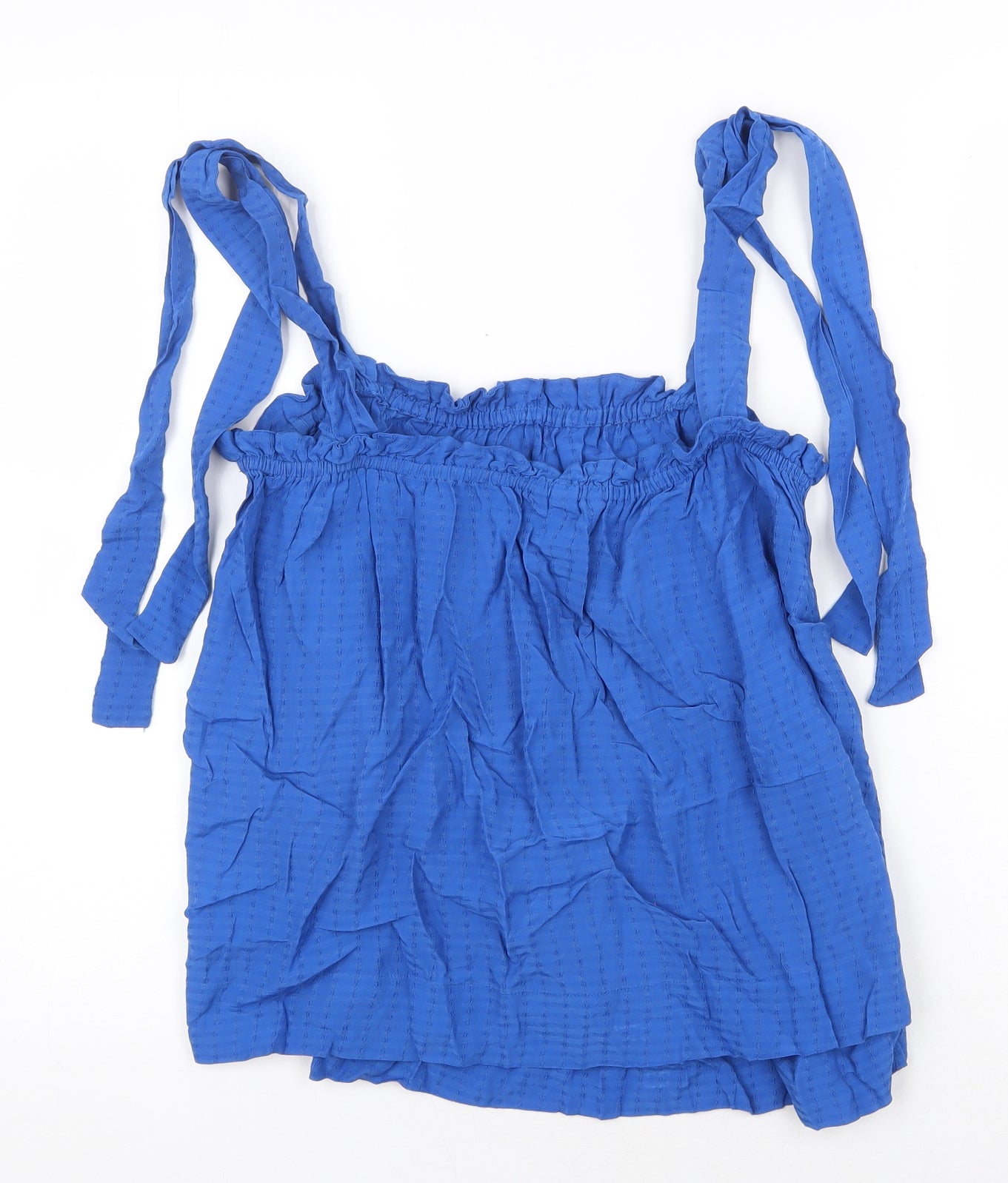 H&M Womens Blue Viscose Basic Tank Size M Square Neck