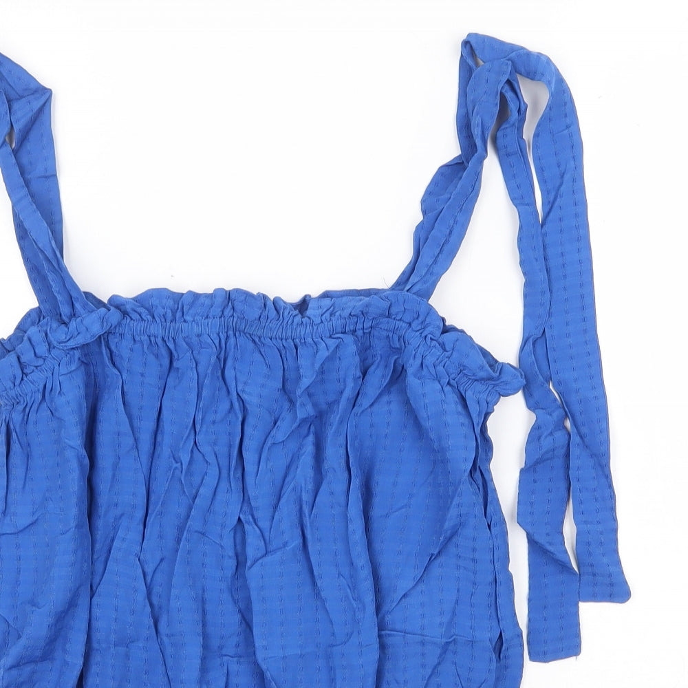 H&M Womens Blue Viscose Basic Tank Size M Square Neck