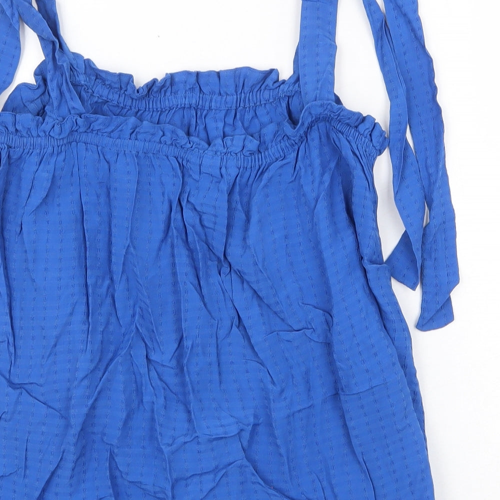 H&M Womens Blue Viscose Basic Tank Size M Square Neck