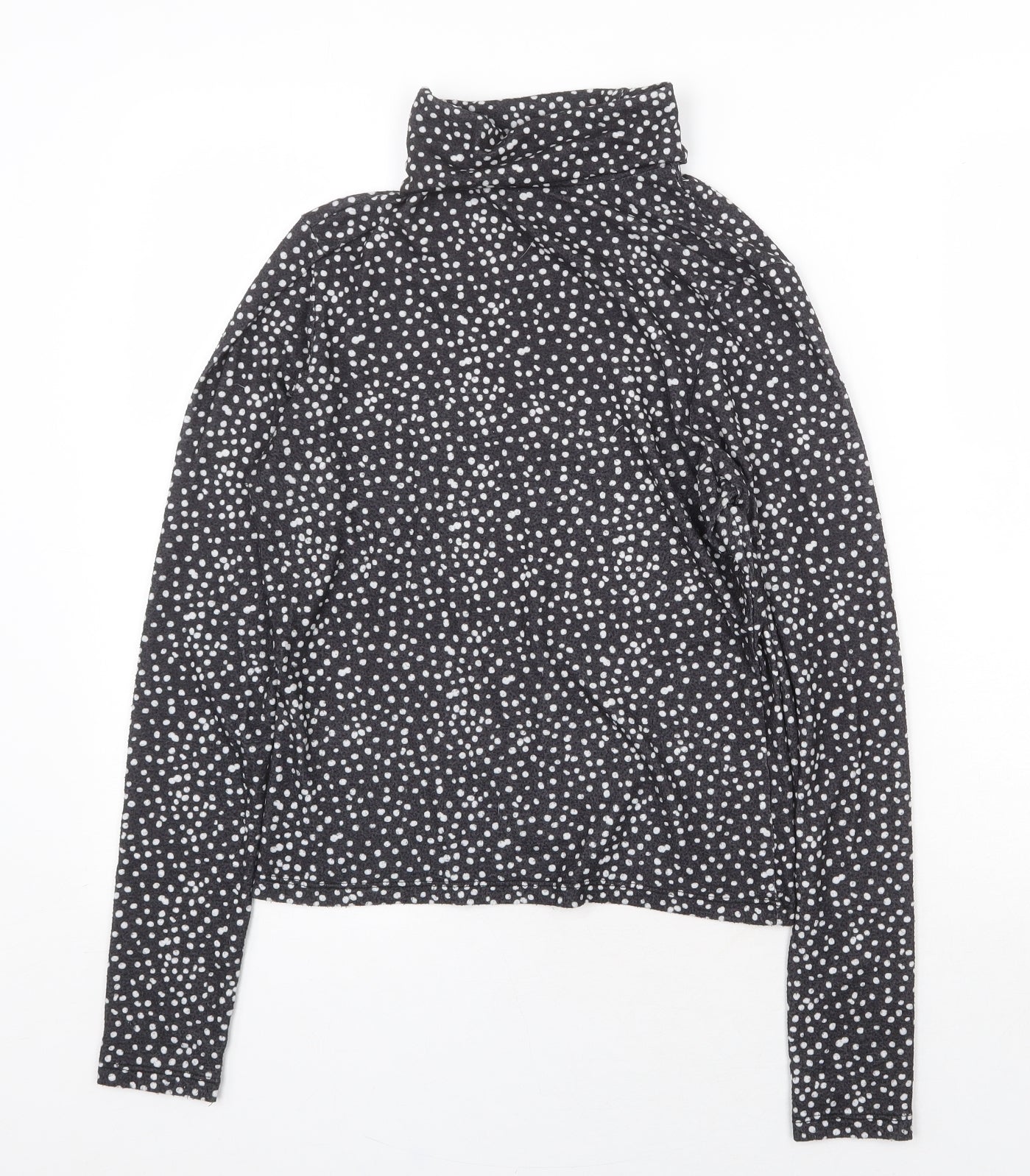 Primark Womens Black Geometric Polyester Basic T-Shirt Size S Roll Neck