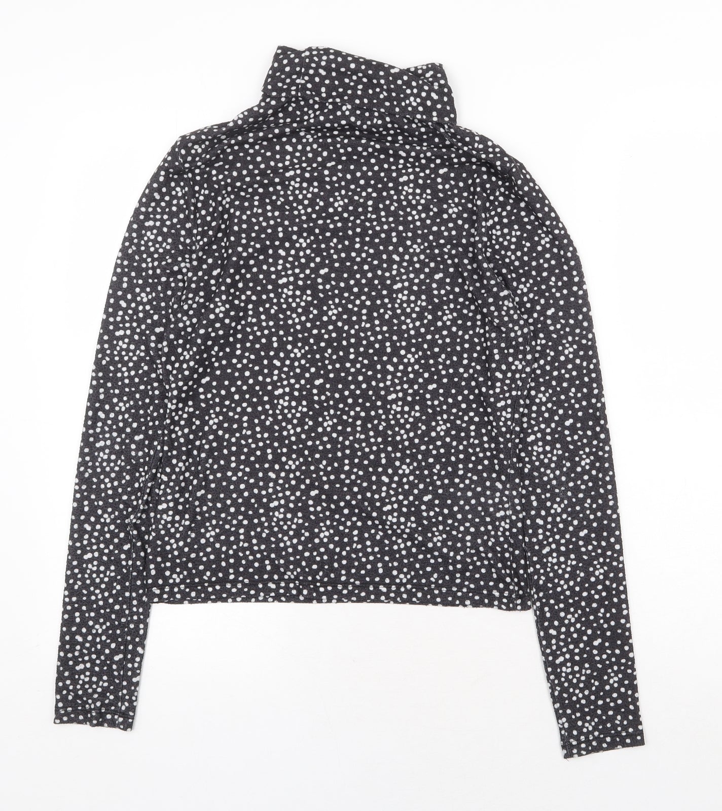 Primark Womens Black Geometric Polyester Basic T-Shirt Size S Roll Neck
