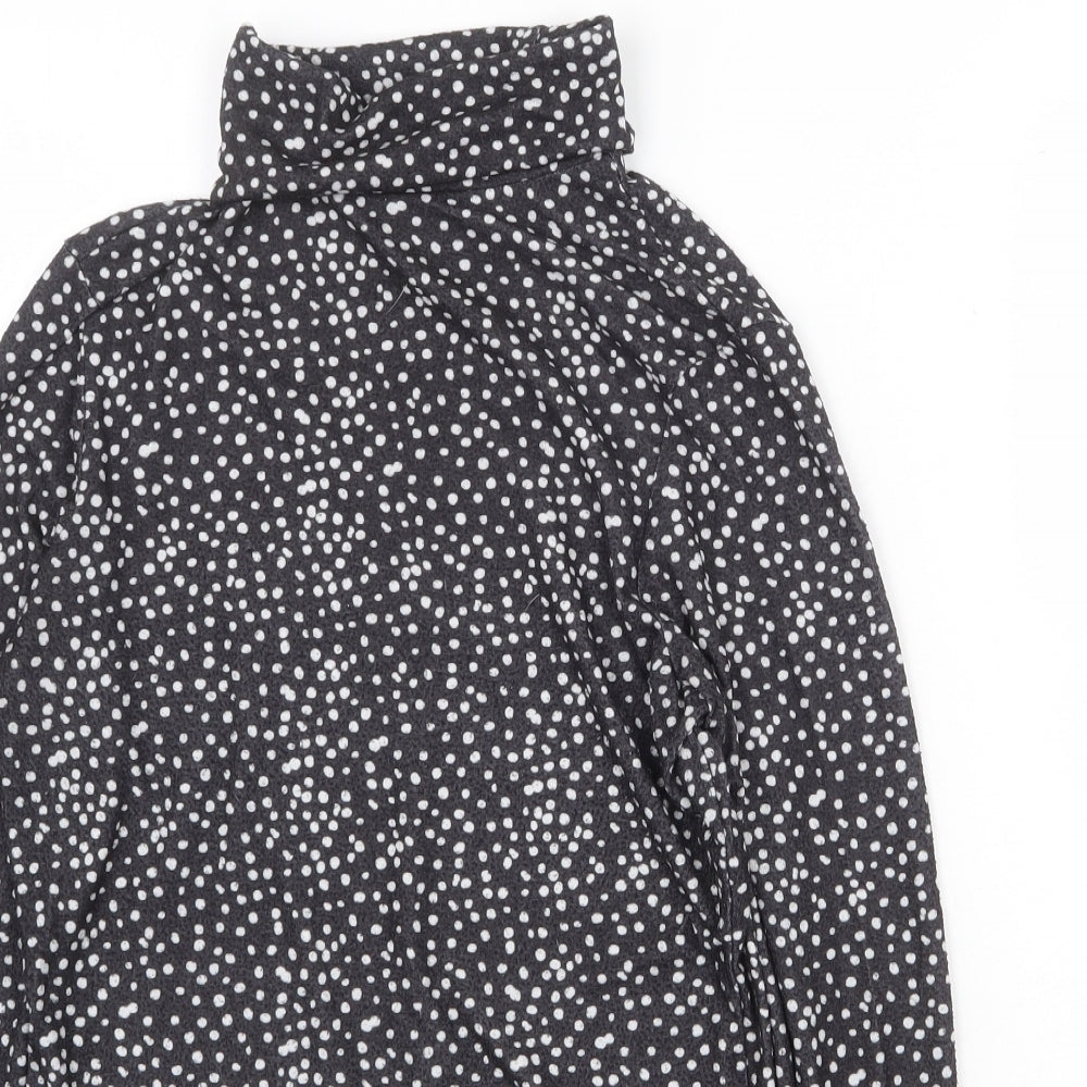 Primark Womens Black Geometric Polyester Basic T-Shirt Size S Roll Neck