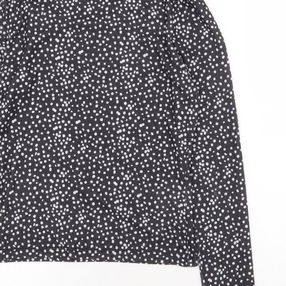 Primark Womens Black Geometric Polyester Basic T-Shirt Size S Roll Neck