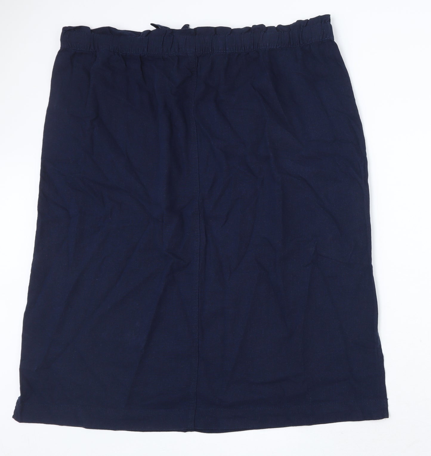 Marks and Spencer Womens Blue Linen A-Line Skirt Size 22 Tie