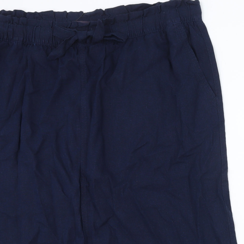Marks and Spencer Womens Blue Linen A-Line Skirt Size 22 Tie