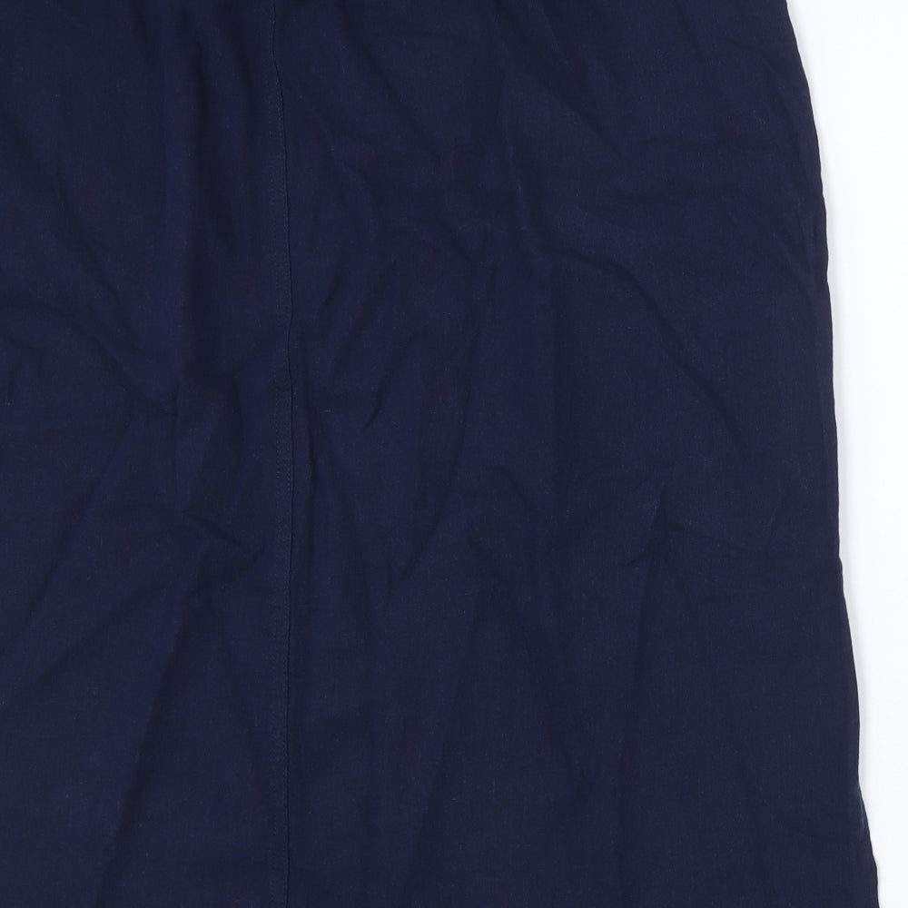 Marks and Spencer Womens Blue Linen A-Line Skirt Size 22 Tie