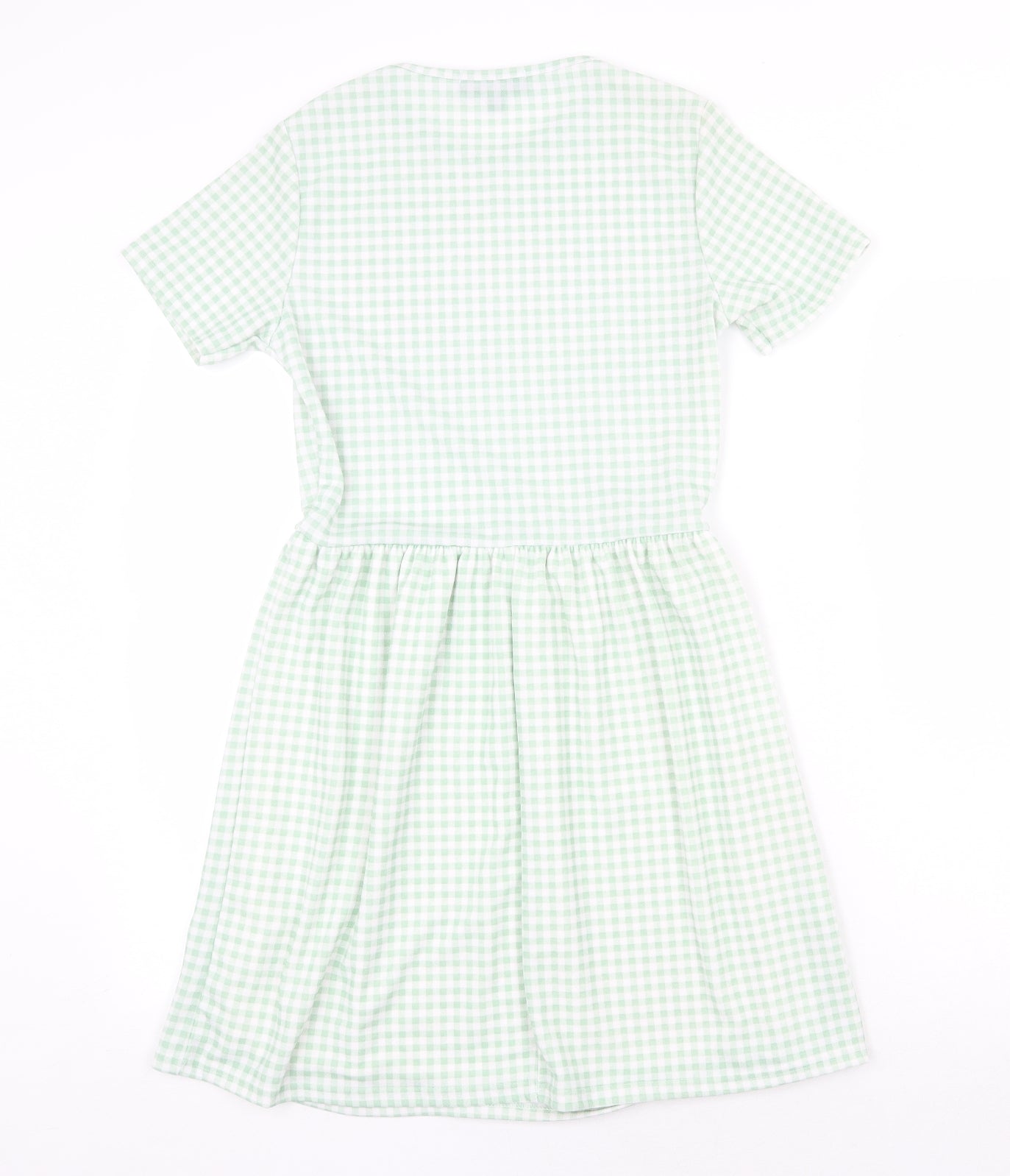 Missguided Womens Green Check Polyester T-Shirt Dress Size 10 Crew Neck Pullover